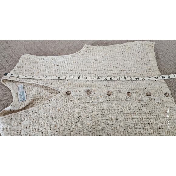Van Heusen For Her Vtg 90's Button Up  Sweater Vest Cream Speckled Knit W Small - Picture 5 of 9